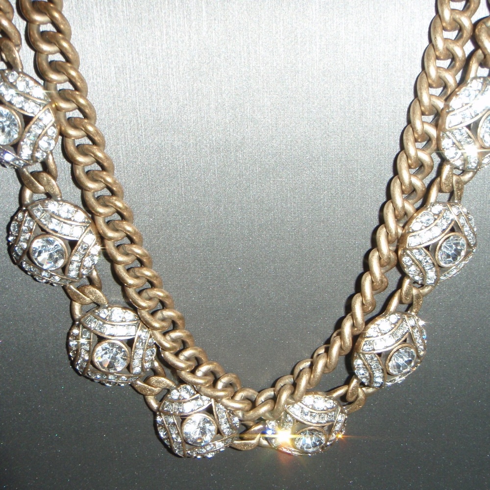 Ann Taylor Double Chain Rhinestone Necklace